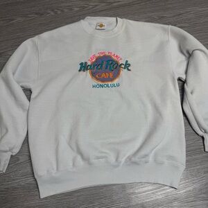Vintage 90s Hard Rock Cafe Embroidered Honolulu Sweatshirt Sz L Made In USA